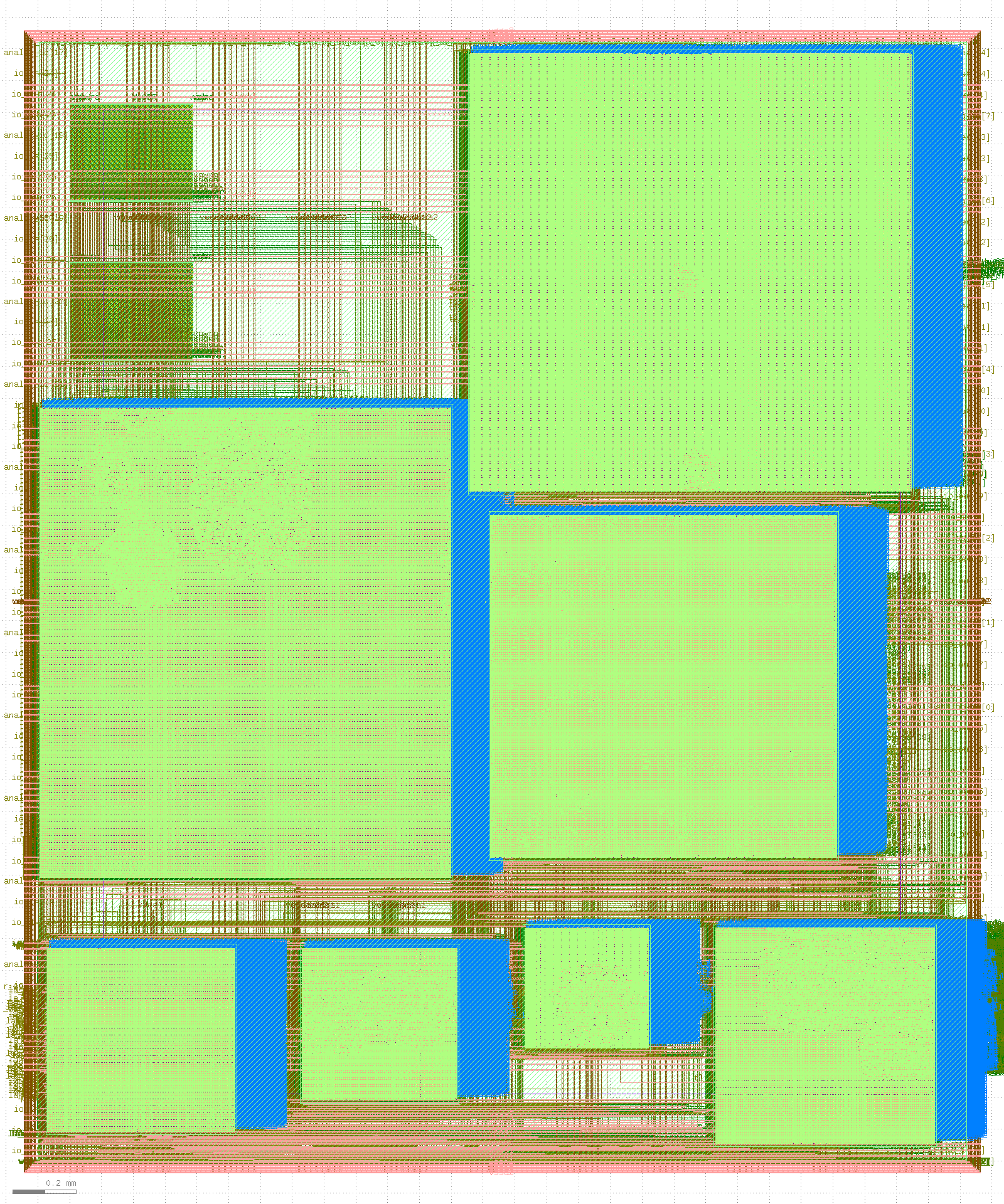 The real taped-out Edge Sensor SoC die — GDSII render, sky130A